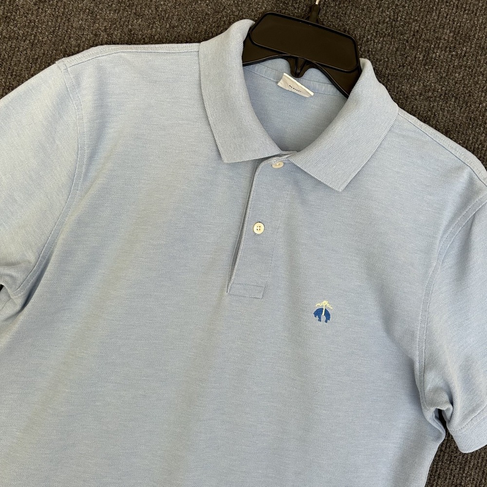 Brooks Brothers Slim Fit Men's M Polo Shirt Golden Fleece Logo Light Blue SS